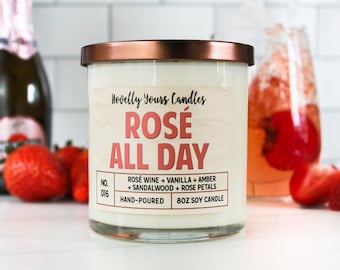 Rosé All Day · scented soy wax candle, inspired by rosé wine, pink wine, and wine gifts