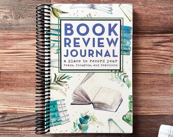 Book Review Journal · blue books cover · reading log notebook for literary feedback