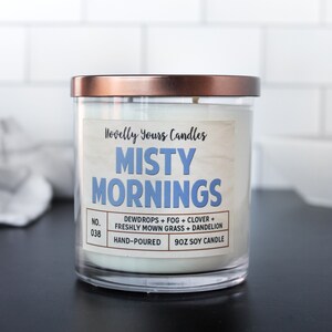 Misty Mornings · fresh, clean, spring scented soy wax candle