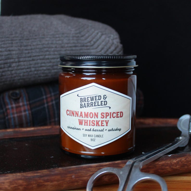 Cinnamon Spiced Whiskey - bourbon fireball themed soy candle - 9oz image 7