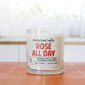 Rosé All Day scented soy wax candle, inspired by rosé wine, pink wine, and wine gifts image 2