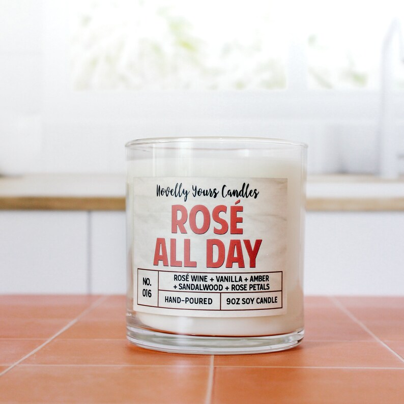 Rosé All Day scented soy wax candle, inspired by rosé wine, pink wine, and wine gifts image 2