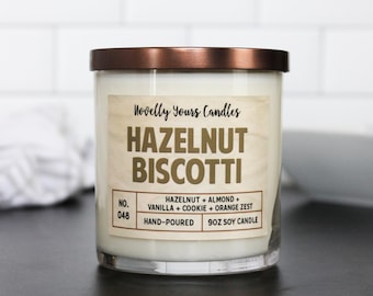 Hazelnut Biscotti · Italian cookie, fall scented soy wax candle