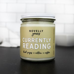 Currently Reading · unique book scented candle for readers