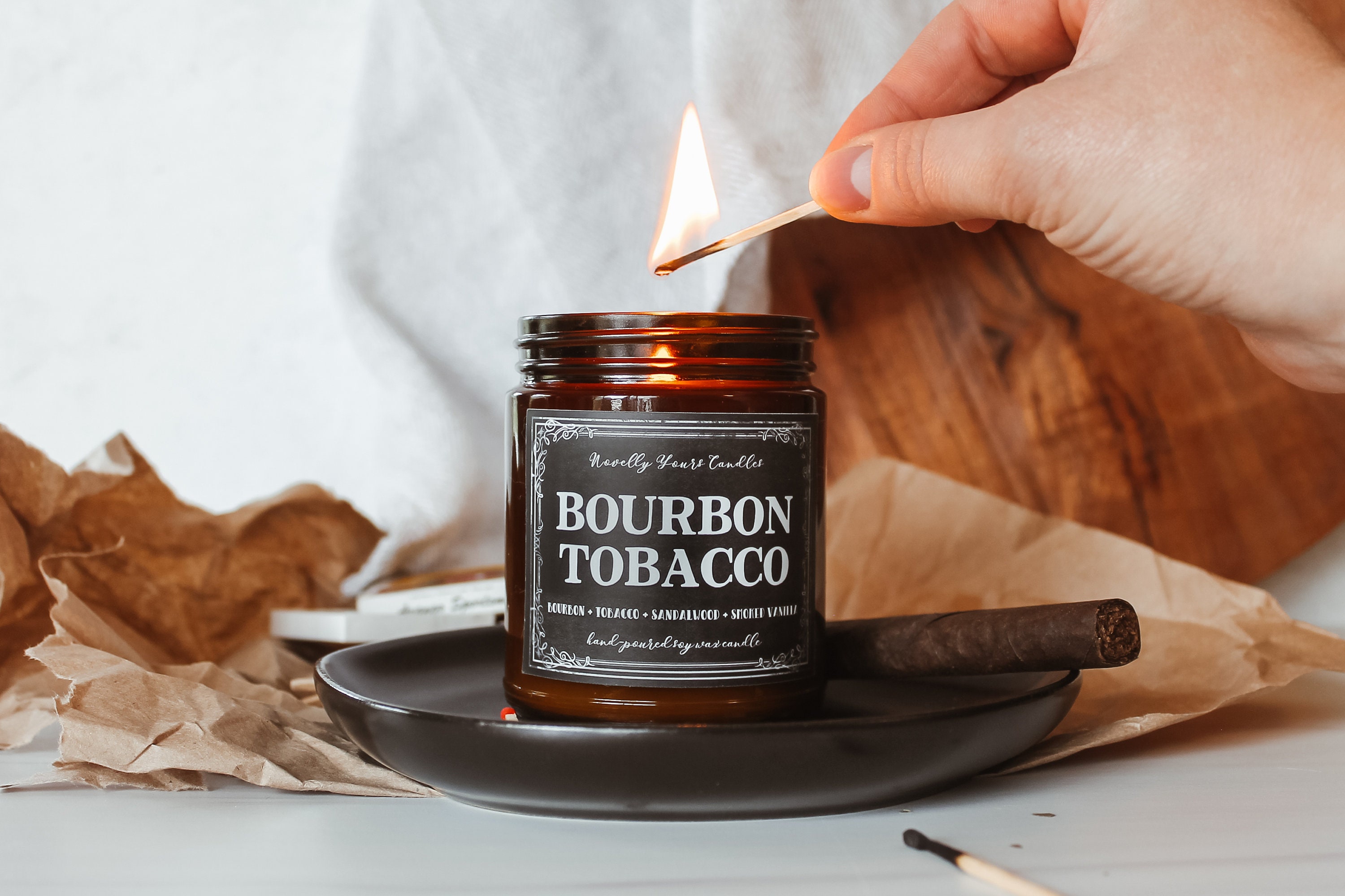 bourbon tobacco candle Bourbon Tobacco · Moody Scented Candle - Whiskey, Tobacco, Sandalwood -  Unisex Fragrance