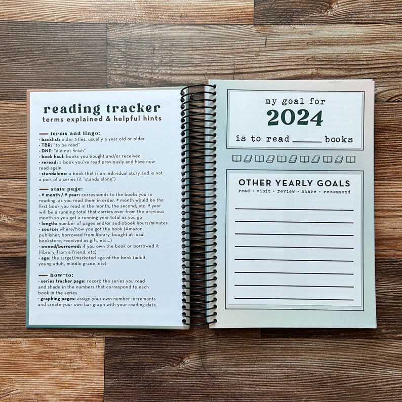 2024 Reading Tracker book log bibliophile notebook reader stats journal image 2