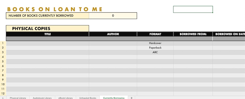 Personal Home Library Log spreadsheet catalog the books you own image 5