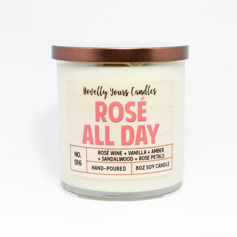 Rosé All Day scented soy wax candle, inspired by rosé wine, pink wine, and wine gifts image 6