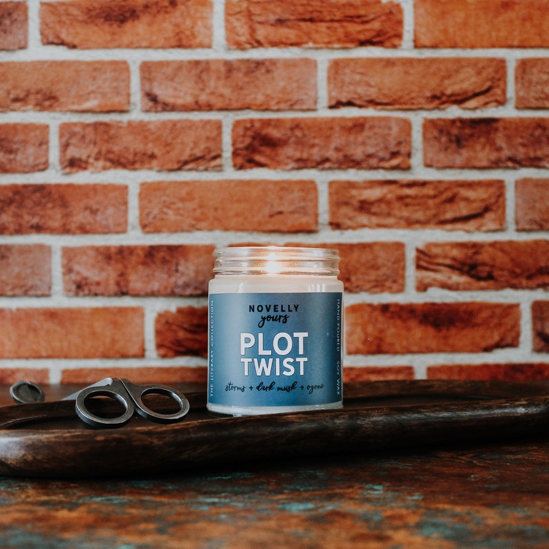 Plot Twist literary scented candle for readers & authors image 2