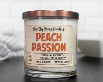 Peach Passion · fruity scented soy wax candle