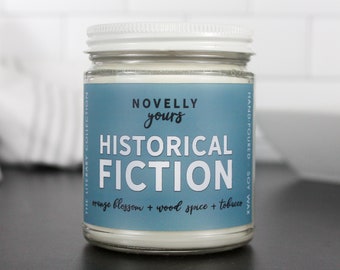 Historical Fiction · book themed scented soy wax candle