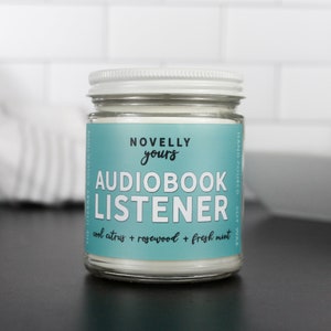 Audiobook Listener · book themed scented soy wax candle for audiophiles