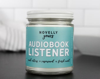 Audiobook Listener · book themed scented soy wax candle for audiophiles