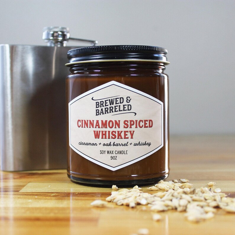 Cinnamon Spiced Whiskey - bourbon fireball themed soy candle - 9oz image 5