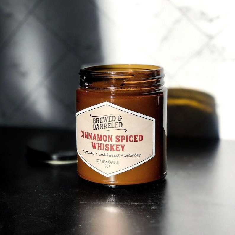Cinnamon Spiced Whiskey - bourbon fireball themed soy candle - 9oz image 6