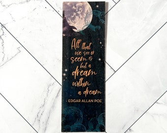 Edgar Allan Poe woodmark · wooden bookmark for avid readers