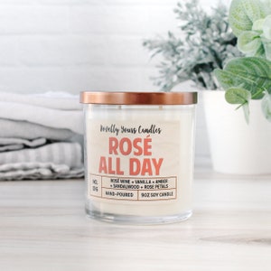 Rosé All Day scented soy wax candle, inspired by rosé wine, pink wine, and wine gifts image 4