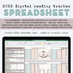 Foglio di calcolo per il registro di lettura e il monitoraggio dei dati del 2025 · Compatibile con Microsoft Excel e Fogli Google