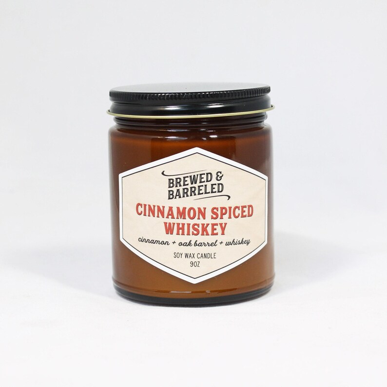 Cinnamon Spiced Whiskey - bourbon fireball themed soy candle - 9oz image 9
