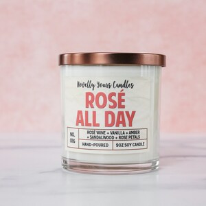 Rosé All Day scented soy wax candle, inspired by rosé wine, pink wine, and wine gifts image 3