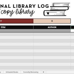 Personal Home Library Log spreadsheet catalog the books you own image 2