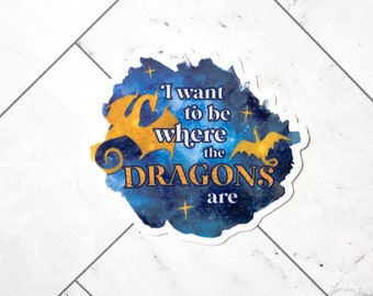 Dragon sticker (I Want to Be Where..) · reading decal for book lovers, fantasy readers