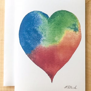 Rainbow Valentines | Heart Greeting Card, Watercolor Card, Art Card,Blank Card, Valentine Heart Card, Colourful Heart Card