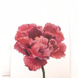 Carte Saint Valentin | Carte de voeux coquelicot rose, carte vierge, carte fleur