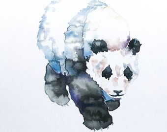 Panda painting , Watercolor Panda, Nursery Art, Panda Print, Watercolor print