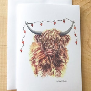 Valentines Card| Highland Cow Greeting | Unique Valentine Card| Love Card| Missing You Card