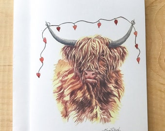 Valentines Card| Highland Cow Greeting | Unique Valentine Card| Love Card| Missing You Card