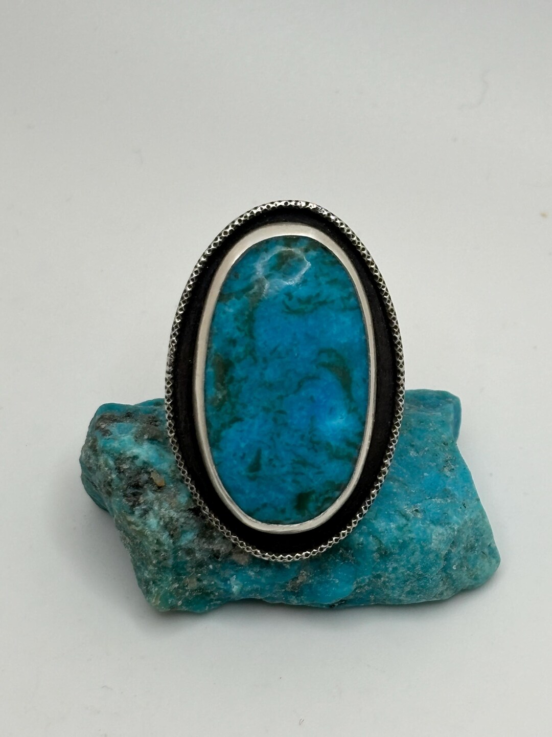 Kingman Turquoise Handcrafted Sterling Silver Ring Size 9.5 - Etsy
