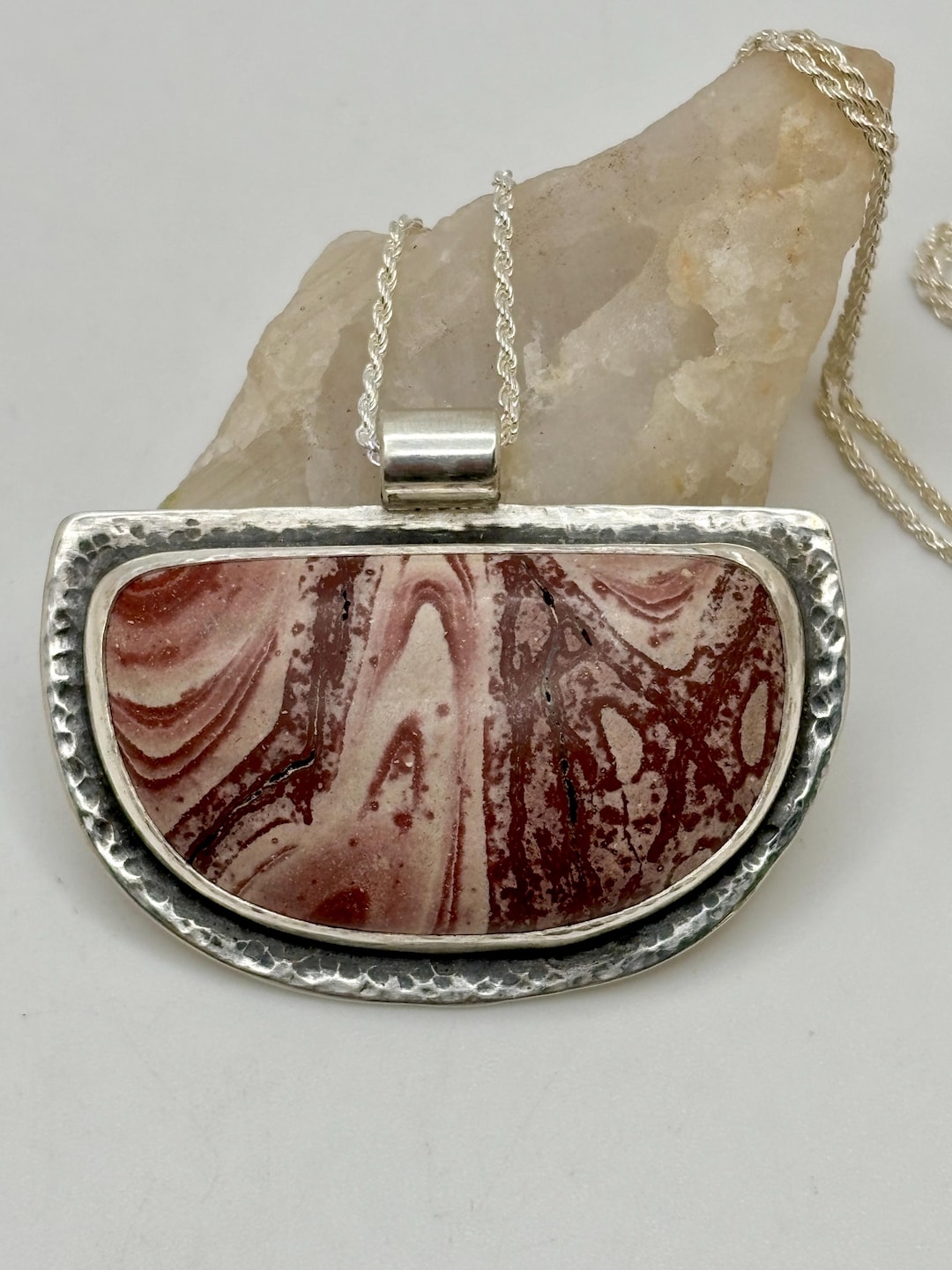 Utah Banded Large Rhyolite Handcrafted Sterling Silver Pendant Necklace ...