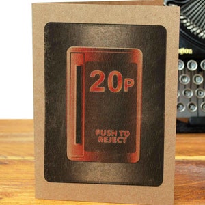 Retro Gamer INSERT COIN Arcade Coin Op Carte de vœux