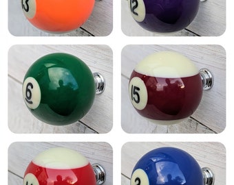 POOL BALL Cabinet Drawer Door Knob Pull Mancave Vintage  Upcycled  Home Interior Decor  Bedroom  Bar  Drawers  Dad Gift