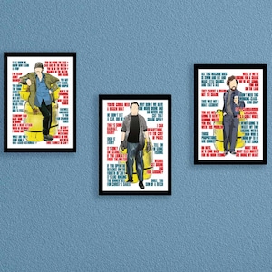 JAWS Movie Quotes 3 Character Art Prints Shark Amity Quint Bigger Boat 70s Movie
