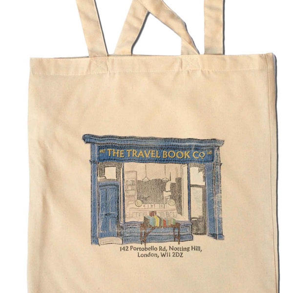 Notting Hill  - Travel Book Co. Shop - Vintage Print Shopping Bag - Movie - London - Book Shop - 90s - Comedy - Rom Com - Books