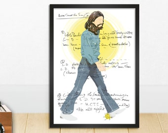 George Harrison - Here Comes the Sun - A4 Wall Art Print - The Beatles - Song Lyrics - Icon - Legend - 70s - Music - Abbey Road