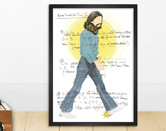 George Harrison - Here Comes the Sun - A4 Wall Art Print - The Beatles - Song Lyrics - Icon - Legend - 70s - Music - Abbey Road