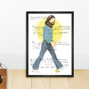 George Harrison Here Comes the Sun A4 Wand Kunst Druck The Beatles Songtexte Ikone Legende 70er Jahre Musikstifte Abtei Road