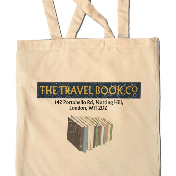 Notting Hill  - Travel Book Co. - Retro - Shopping Bag - Movie - London - Book Shop - 90s - Comedy - Rom Com - Hugh Grant - Julia Roberts