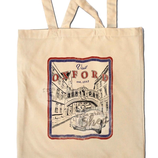 OXFORD - Morse  Tote - Vintage Print Shopping Bag  - TV Show - Murder Mystery - Detective - UK - 80s - 90s