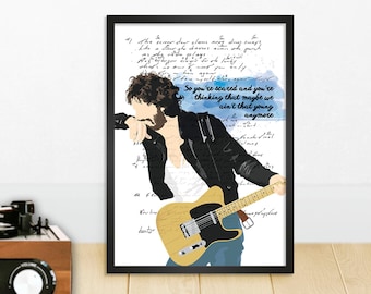 Springsteen  Thunder Road  A4 Wall Art Print  Song Lyrics Icon  Legend  Born to Run