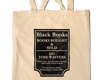 Black Books - Vintage - Shopping Tote Bag - Book Shop - London - Comedy - Dylan Moran - Bill Bailey - TV Show