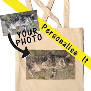 CUSTOM PRINT Your Photo Tote Shopping Bag , Personalise Mum Gift - Pet - Child - Memories - Old photos - Keepsake - Birthday - Hen Do