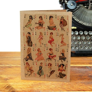 Sexy Vintage Pin Up Girls Kunst Grußkarte Spielkarten Retro Burlesque 50s Glücksspiel Poker