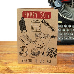 50th FUNNY Birthday Card - Bienvenue dans la vieillesse - 50ème - 50s - Blague - Humour - Vieux pet - Ennuyeux