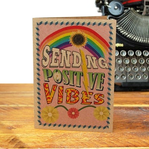 ENVOYER DES AMBIANCES POSITIVES Carte de voeux Peace Care Hope Love Get Well Vibrations positives Arc-en-ciel