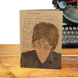 John Lennon Imagine Peace Recycled Greeting Card Paroles de chanson Icône Légende des Beatles