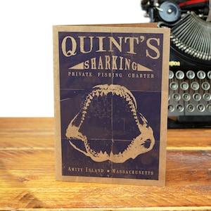 Jaws Movie Quint Shark Amity Island Carte de voeux générale recyclée faite main